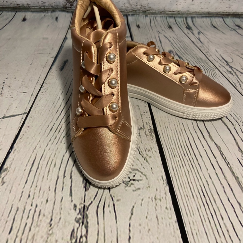 NEW Qupid Waver Lace Up Sneaker with Pearls